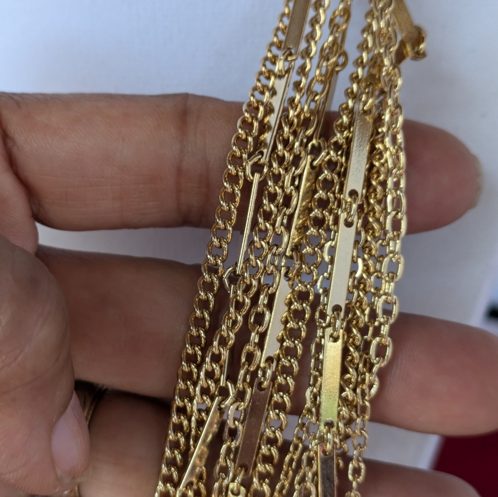 Classic Statement Multi Chain Necklacevelegant Go… - image 4